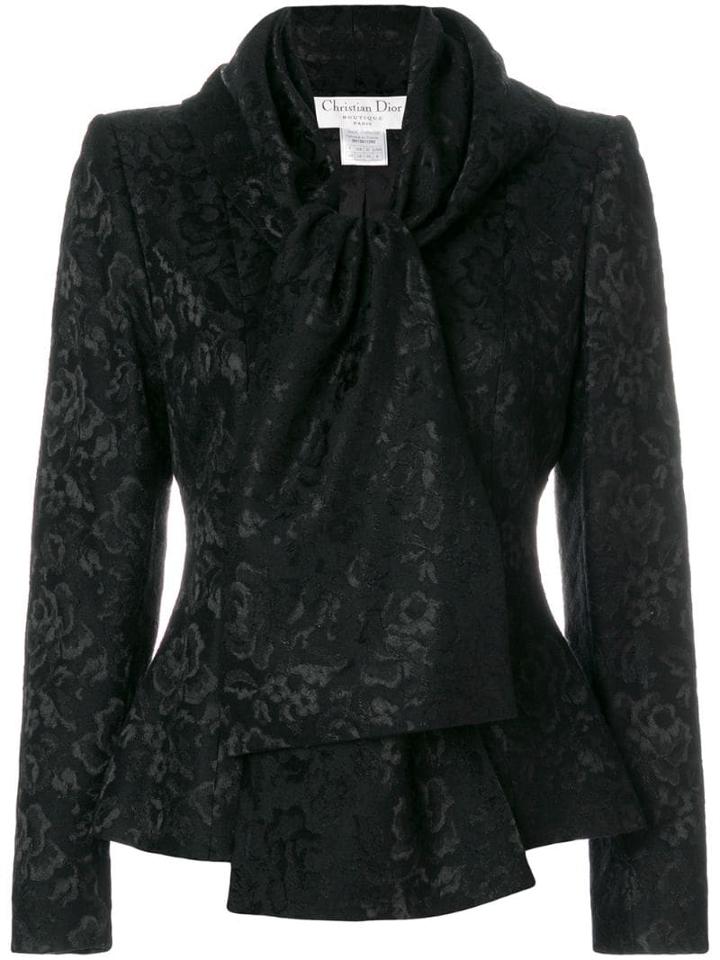Christian Dior Pre-owned Pussy Bow Brocade Jacket - Blue