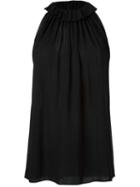 Mcq Alexander Mcqueen Ruffled Collar Loose Top, Women's, Size: 40, Black, Silk