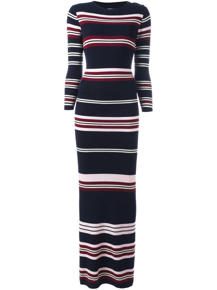 Chinti And Parker Rib Striped Long Dress