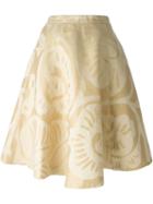 Société Anonyme Flared Brocade Skirt, Women's, Size: 44, Nude/neutrals, Linen/flax