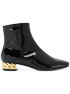 L'autre Chose Contrast Heel Ankle Boots - Black