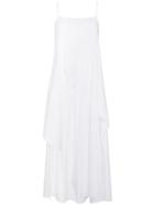 Esteban Cortazar Asymmetric Ruched Midi Dress - White