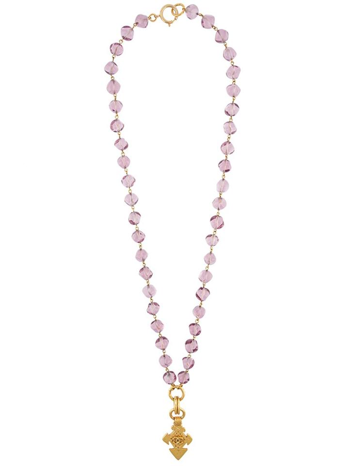 Chanel Vintage Glass Beaded Necklace - Pink & Purple