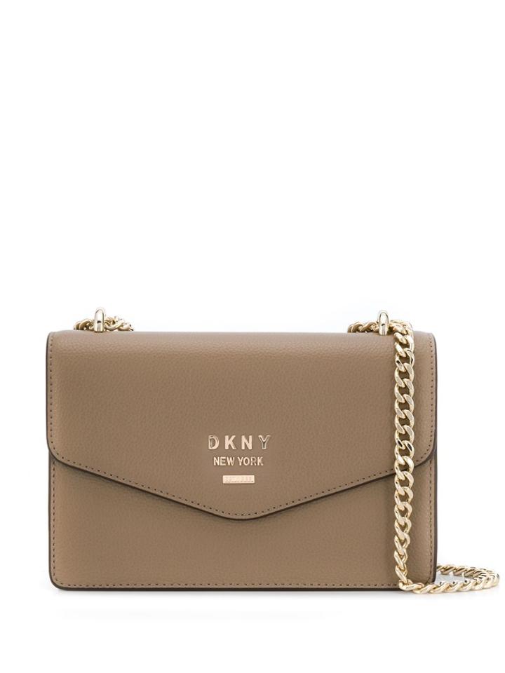 Dkny Whitney Logo Plaque Crossbody Bag - Neutrals