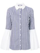 Monographie Checked Shirt With Flared Sleeve - Blue