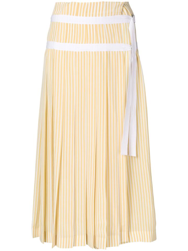 Joseph Striped Pleated Skirt - Yellow & Orange