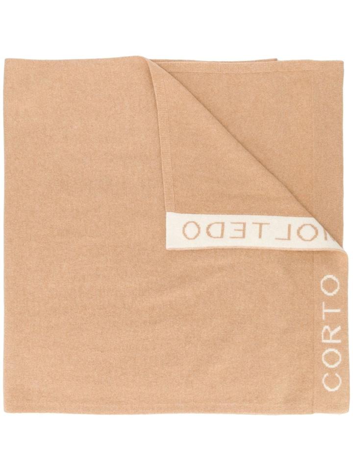 Corto Moltedo Intarsia Logo Scarf - Neutrals
