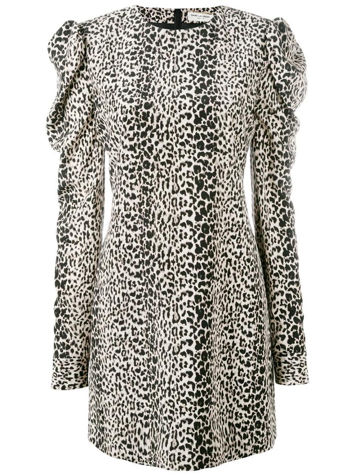 Saint Laurent - Leopard Print Dress - Women - Silk - 38, Nude/neutrals, Silk