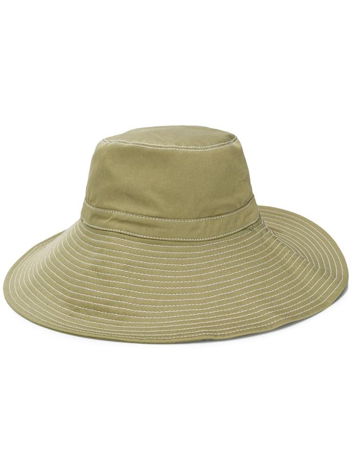 Ganni Stitch-detail Sun Hat - Green
