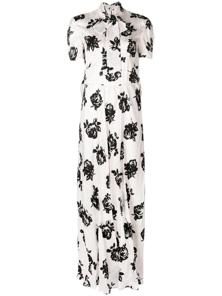 Miu Miu Long Floral Jacquard Dress - Neutrals