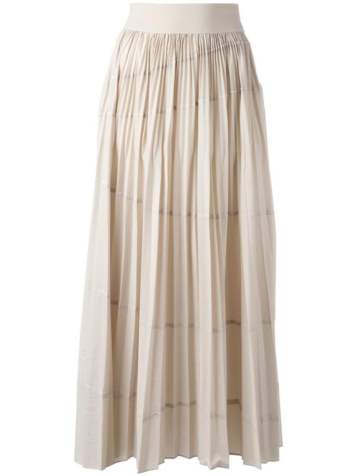 Dkny - Pleated Maxi Skirt - Women - Cotton/nylon/spandex/elastane - M, Nude/neutrals, Cotton/nylon/spandex/elastane
