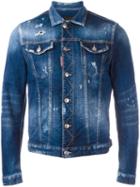 Dsquared2 Distressed Jean Jacket, Men's, Size: 50, Blue, Cotton/spandex/elastane