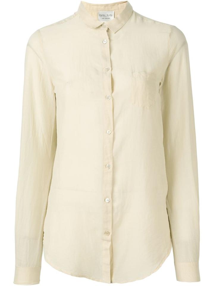 Forte Forte Patch Pocket Shirt, Women's, Size: 2, Nude/neutrals, Silk/cotton