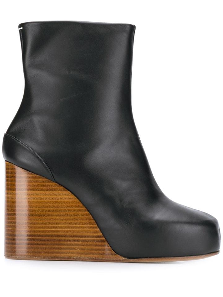 Maison Margiela Wooden Wedge Ankle Boots - Black