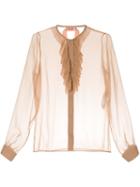 Nº21 Ruffled Silk Shirt - Neutrals