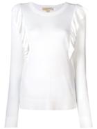 Michael Michael Kors Frilled Longsleeved Sweater - White