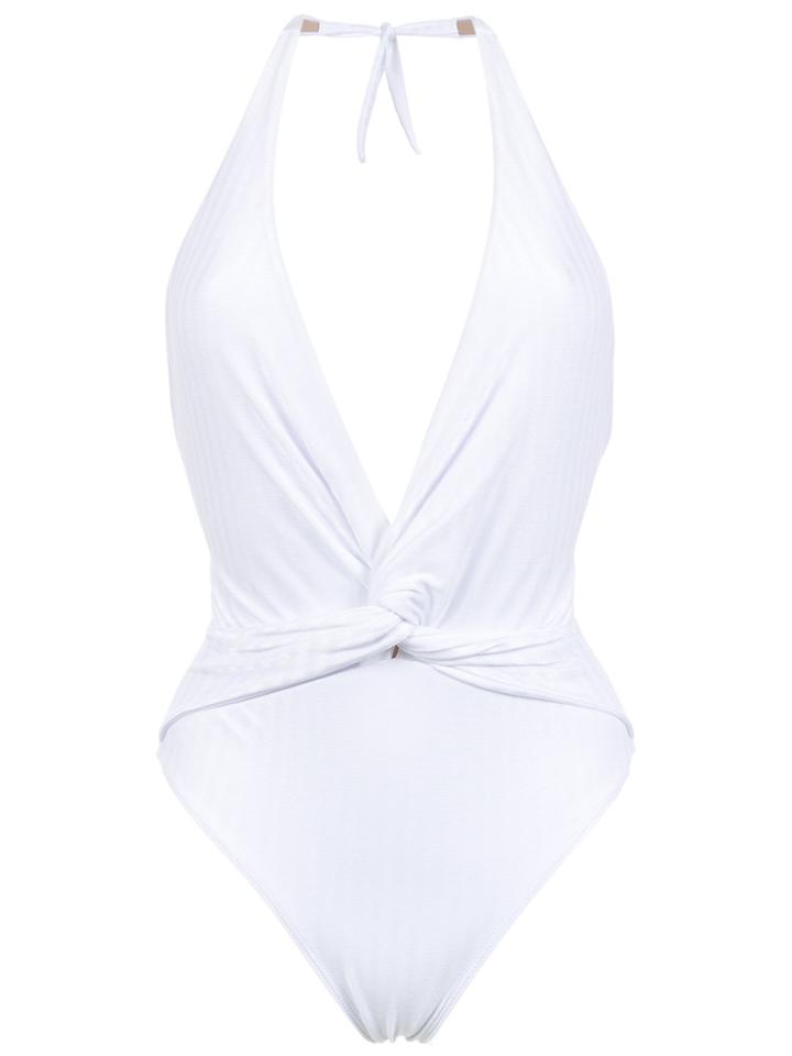 Brigitte Aline Halter Neck Swimsuit - White