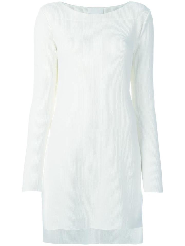 Dkny Long Ribbed Jumper, Women's, Size: Medium, White, Cotton/spandex/elastane