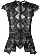 Jonathan Simkhai Heart Motif Macramé Blouse, Women's, Size: Medium, Black, Nylon/polyester