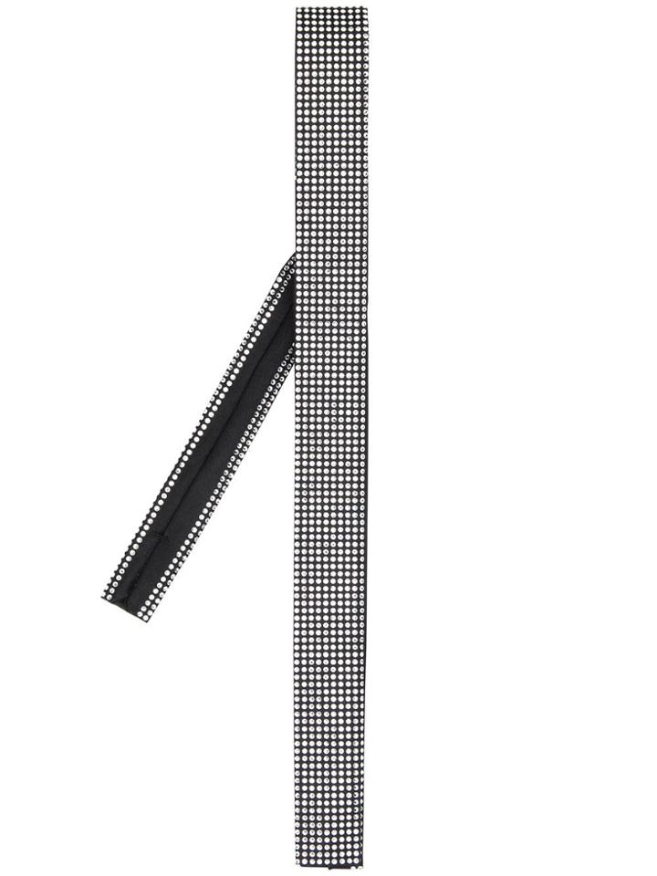 Saint Laurent Crystal-embellished Silk Square-tip Tie - Black