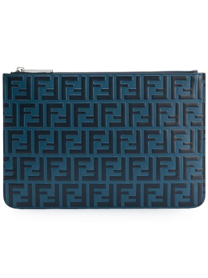 Fendi Double F Logo Pouch - Blue