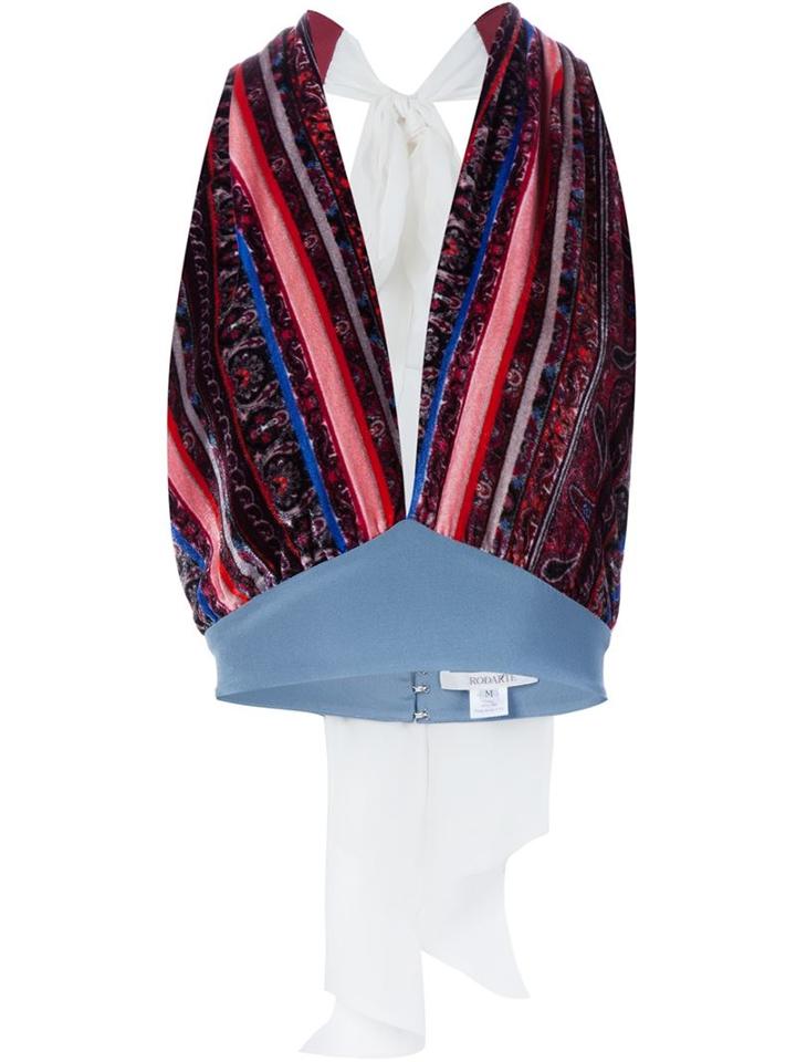 Rodarte Striped Paisley Halterneck Tank Top