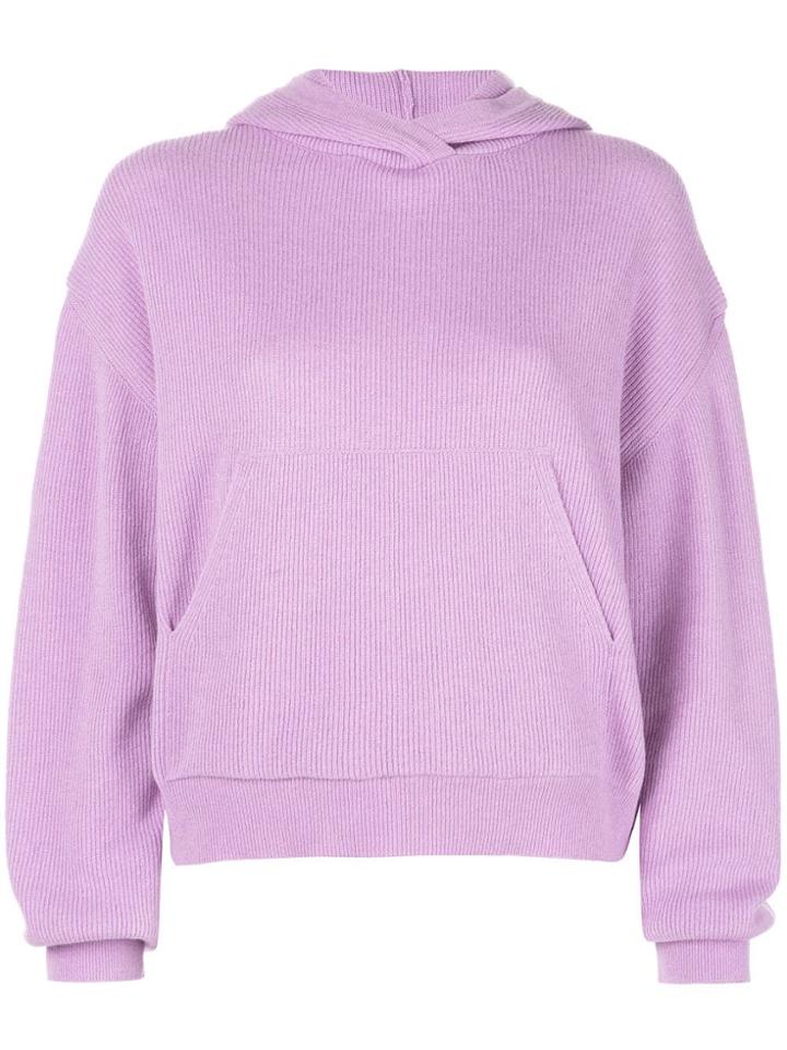 Nanushka Mog Ribbed Knit Hoodie - Purple
