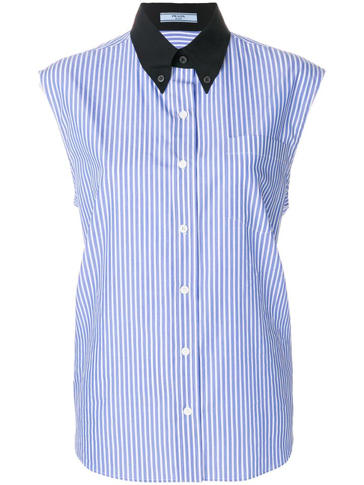 Prada Sleeveless Striped Shirt - Blue