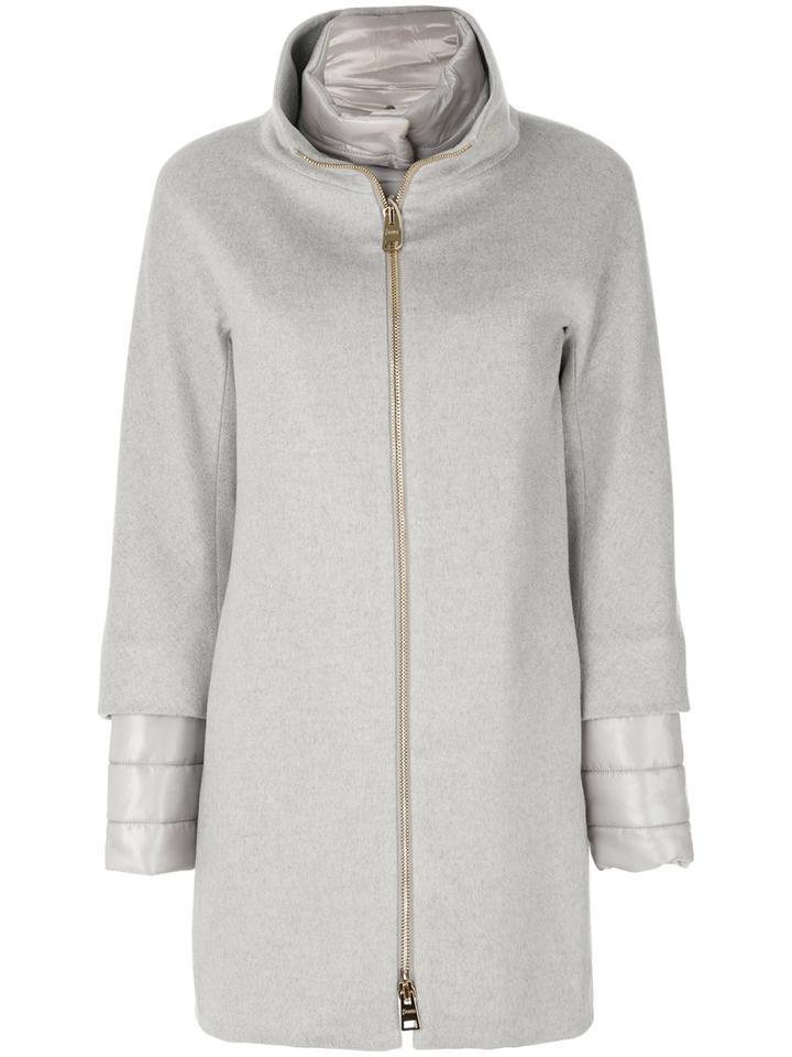 Herno - Zip Up Coat - Women - Polyamide/polyester/cashmere - 42, Grey, Polyamide/polyester/cashmere