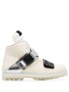 Rick Owens White And Metallic Silver Rotterhiker Leather Boots