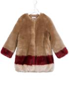 Monnalisa Striped Faux Fur Coat, Girl's, Size: 8 Yrs, Brown