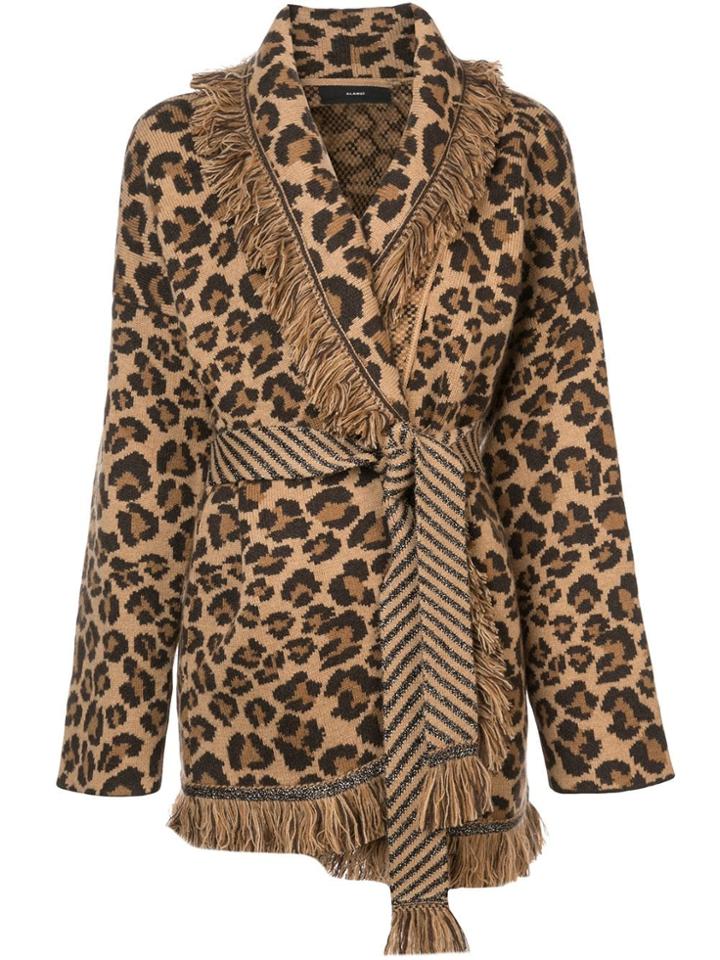 Alanui Leopard Intarsia Cardi-coat - Nude & Neutrals