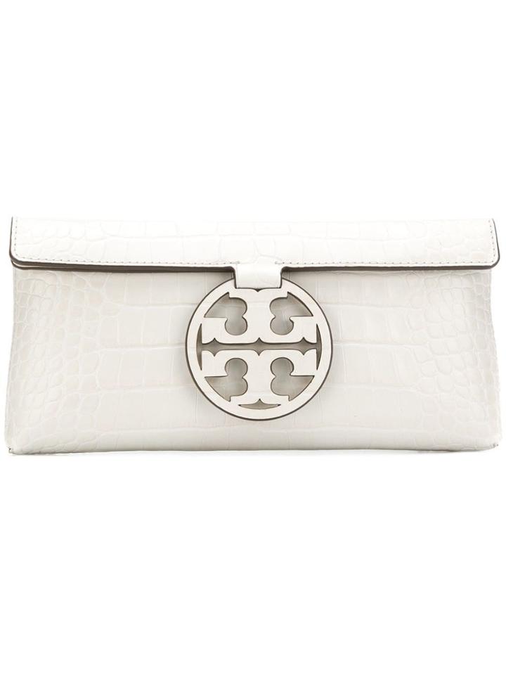 Tory Burch Miller Embossed Clutch - Nude & Neutrals