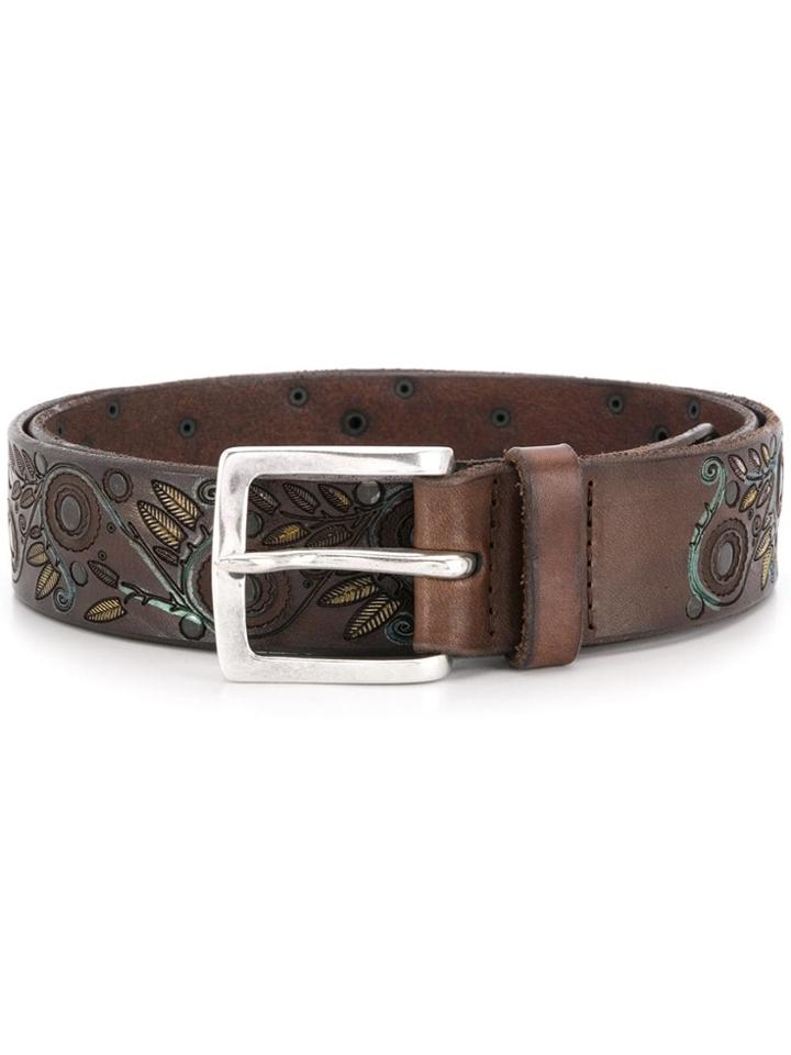 Orciani Embossed Floral Print Belt - T.moro