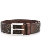 Orciani Embossed Floral Print Belt - T.moro