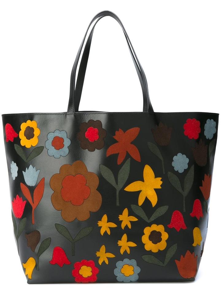 Red Valentino Flower Appliqué Tote