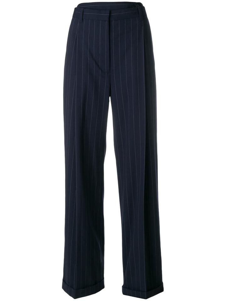 3.1 Phillip Lim Chalk Stripe Wide Leg Trousers - Blue