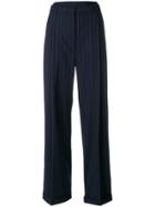 3.1 Phillip Lim Chalk Stripe Wide Leg Trousers - Blue