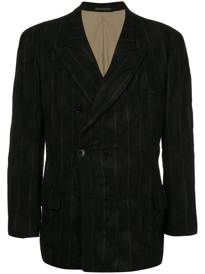 Yohji Yamamoto Pre-owned Peaked Lapels Pinstripe Blazer - Black