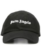 Palm Angels Logo Embroidered Cap, Men's, Black, Cotton
