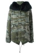 Mr & Mrs Italy Raccoon Fur Trim Jacket, Women's, Size: Xs, Green, Cotton/lamb Skin/polyester/racoon Fur