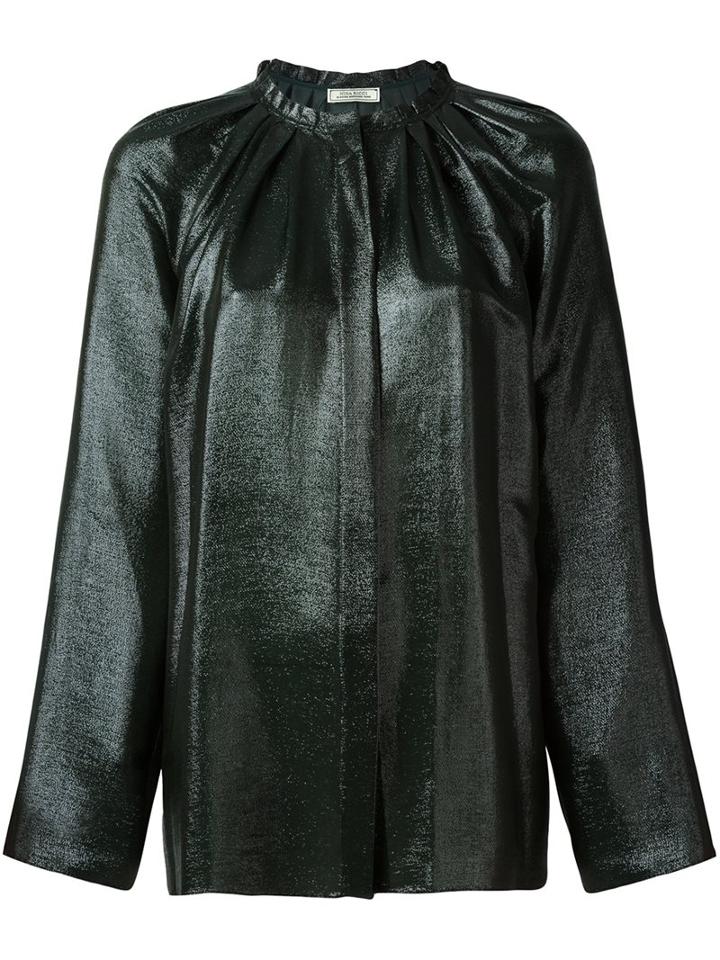 Nina Ricci Metallic Effect Blouse, Women's, Size: 36, Green, Silk/viscose/spandex/elastane