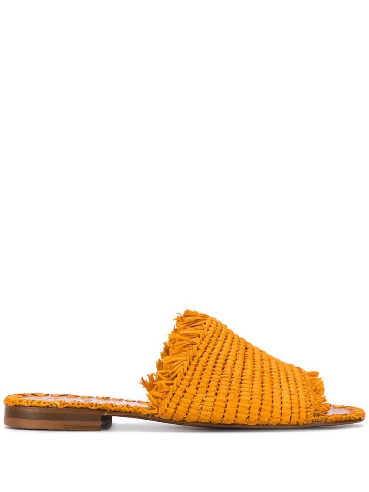 L'autre Chose Fringed Trim Slides - Yellow