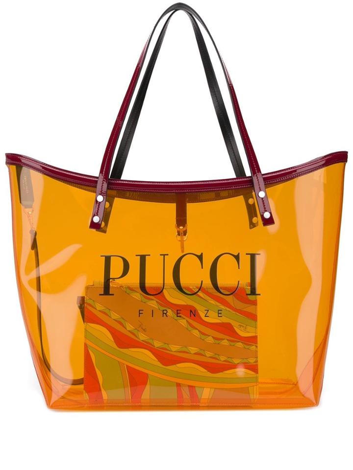 Emilio Pucci Transparent Orange Twist Tote Bag