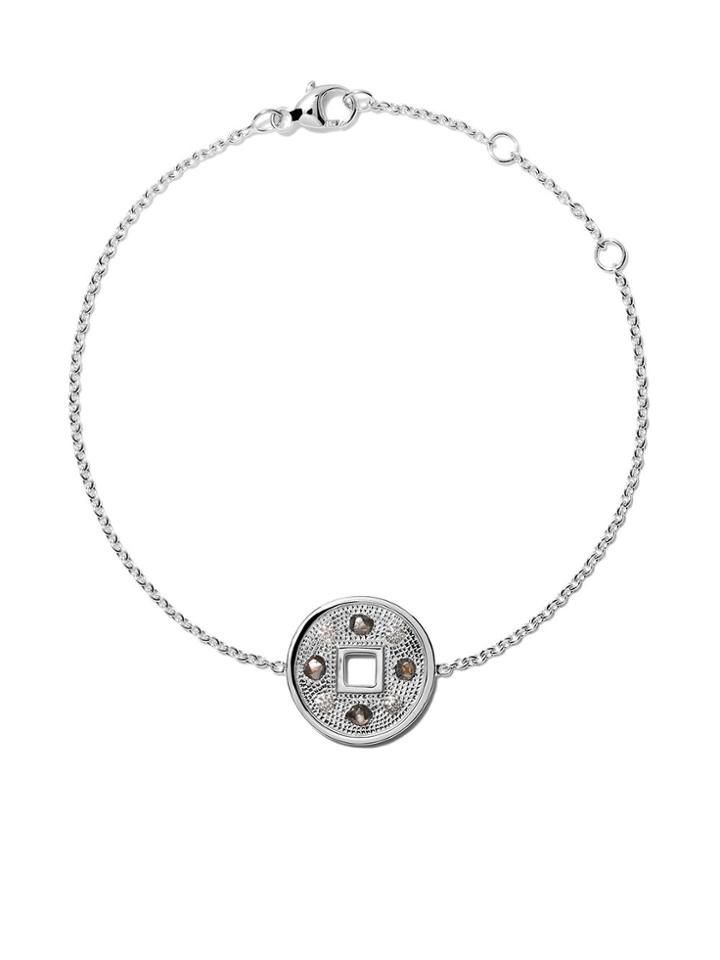 De Beers 18kt White Gold Talisman Lucky Coin Diamond Bracelet -