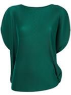 Pleats Please By Issey Miyake Pleated Short-sleeve Blouse - Green