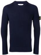 Stone Island Ribbed Round Neck Jumper - Blue
