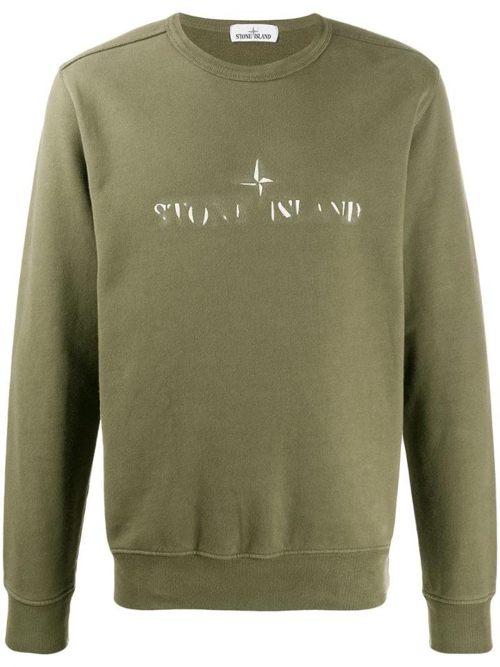 Stone Island Fade Out Logo Sweater - Green