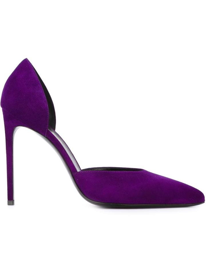 Saint Laurent Paris D Orsay Pumps, Women's, Size: 38.5, Pink/purple, Leather