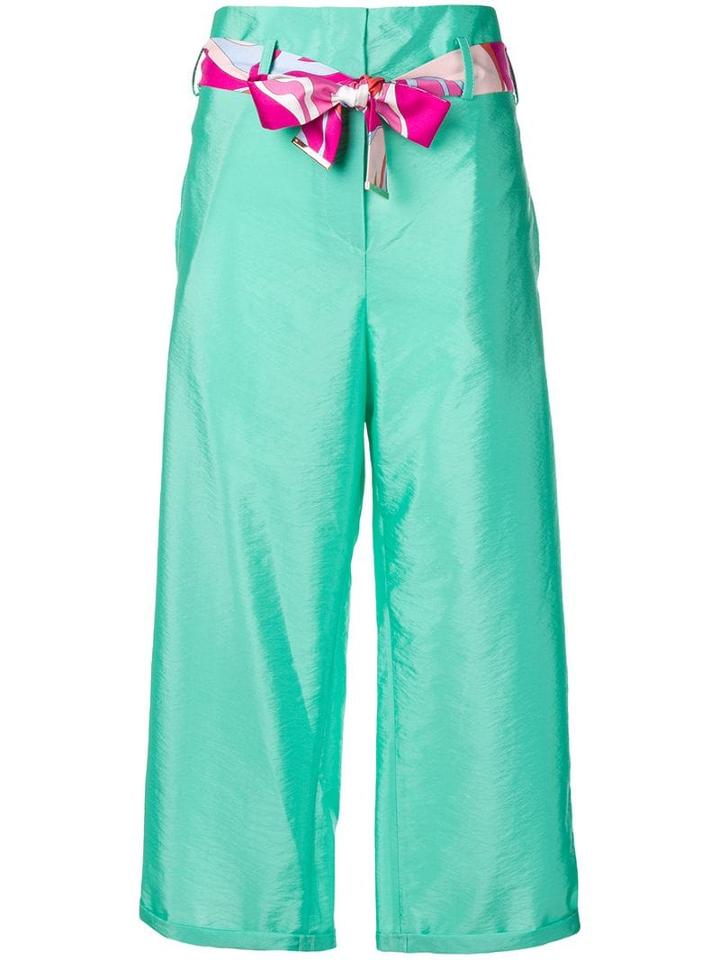 Emilio Pucci Acapulco Print Ribbon Belt Trousers - Blue